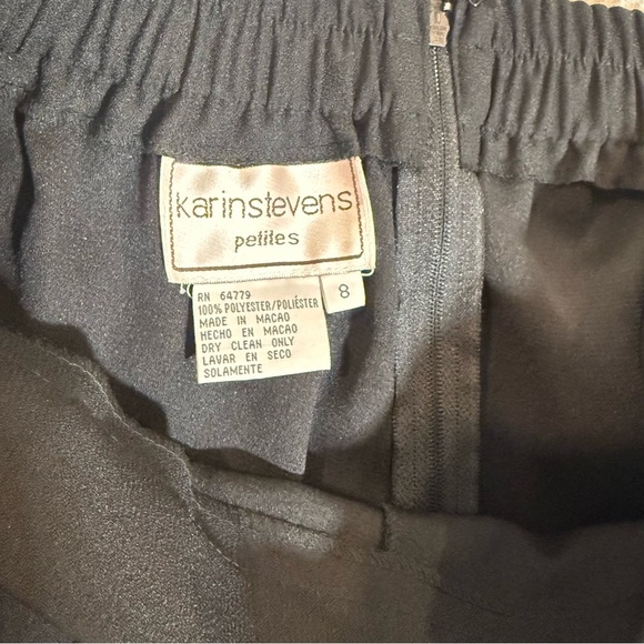 KARIN STEVENS EMERALD BLACK SET PANT SUIT FLOWERS VINTAGE SLEEVE SIZE 8 P NWT - Picture 11 of 12